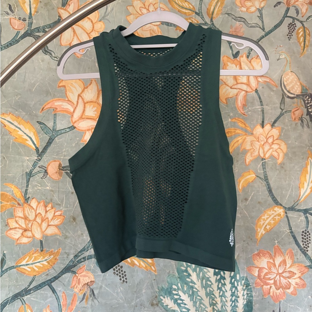 New Free People Movement Green Sleeveless Mesh Top XS/S